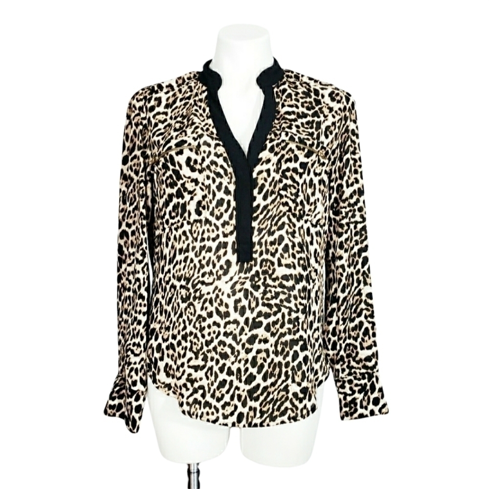 mnk leopard animal print blouse
